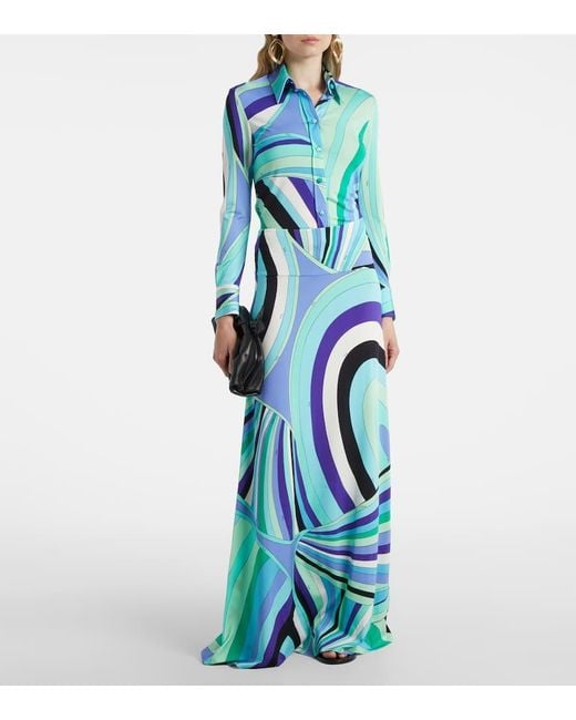 Emilio Pucci Blue Hemd Iride