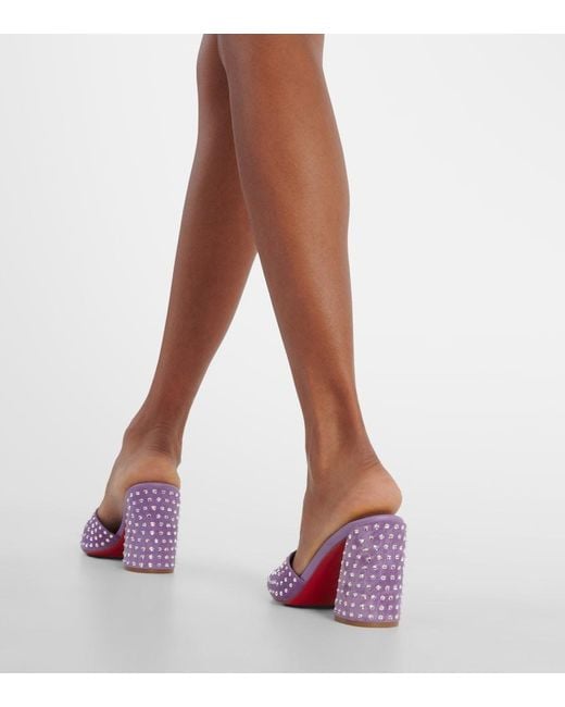Christian Louboutin Purple Jane Embellished Suede Mules