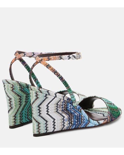Missoni Green Julia Zigzag Lame Wedges
