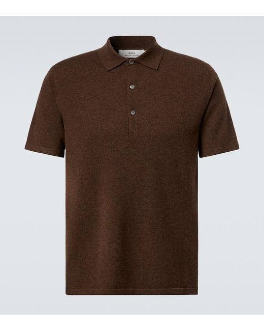 arch4 Brown Cashmere Polo Shirt for men
