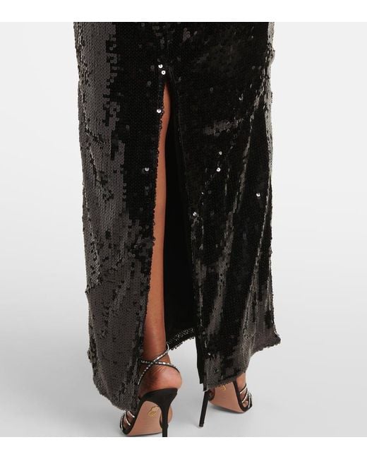 ROTATE BIRGER CHRISTENSEN Black Sequined Strapless Maxi Dress