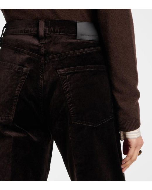 Citizens of Humanity Black Ayla Cotton-Blend Velvet Straight Pants