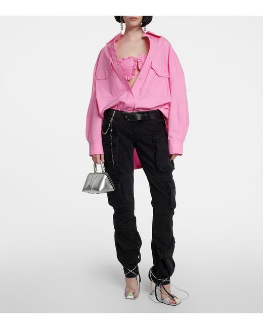The Attico Pink Glory Ruffled Cotton Bra Top