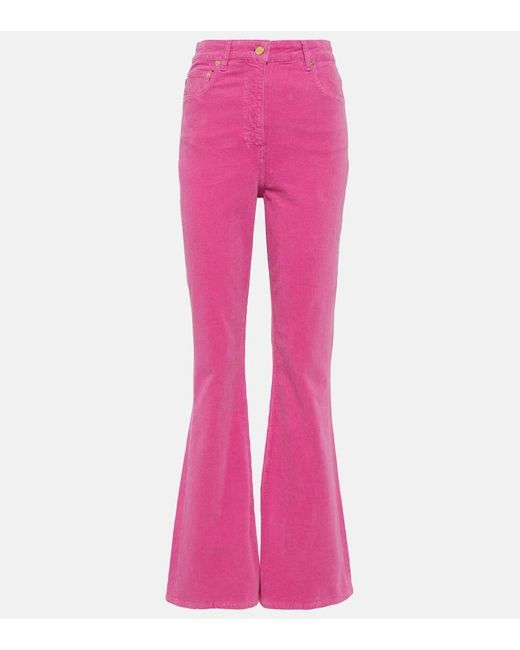 Pantalones flared de pana de algodon Ganni de color Pink
