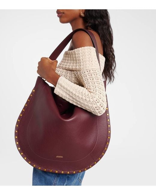 Isabel Marant Purple Schultertasche Oskan Medium Aus Leder