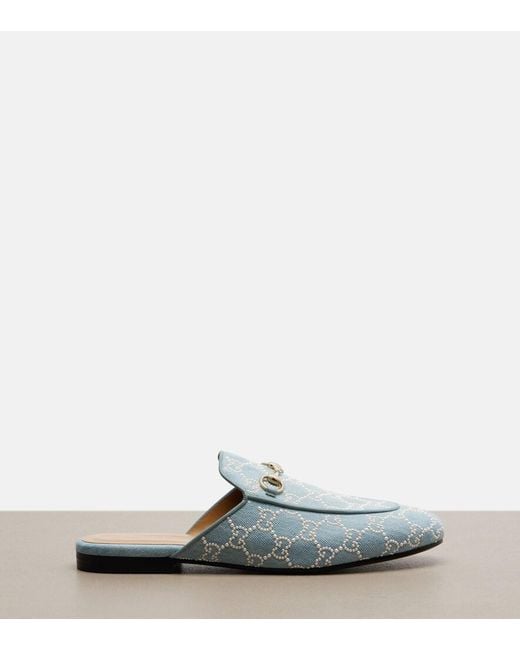 Gucci White Princetown Gg Embellished Mules