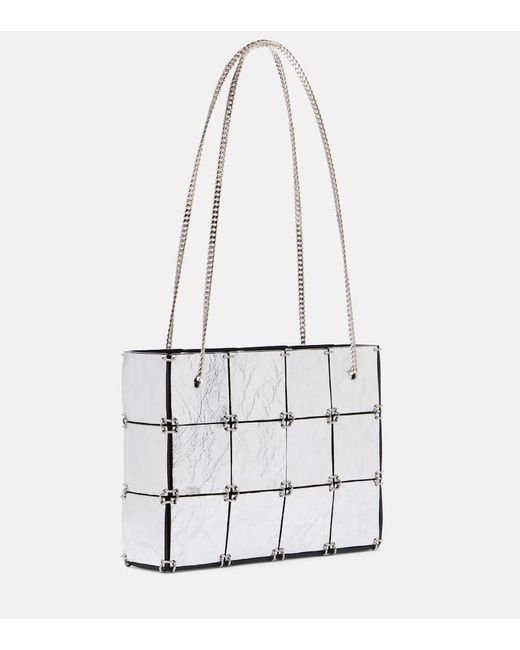 Khaite White Emma Mini Metallic Leather Tote Bag