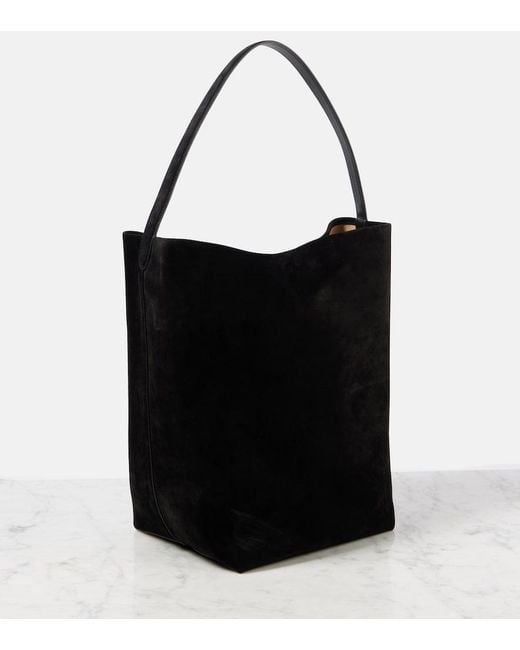The Row Black N/S Park Large Suede Tote Bag
