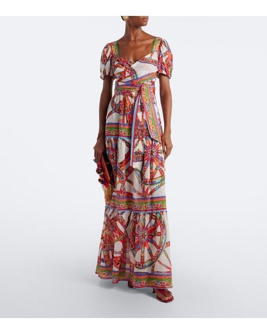 Dolce & Gabbana Red Carretto Cotton Maxi Dress