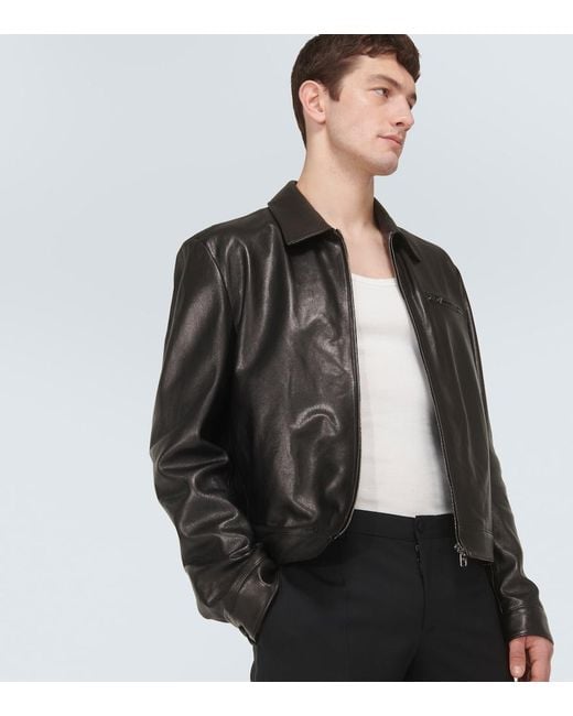 Dolce & Gabbana Black Leather Jacket for men
