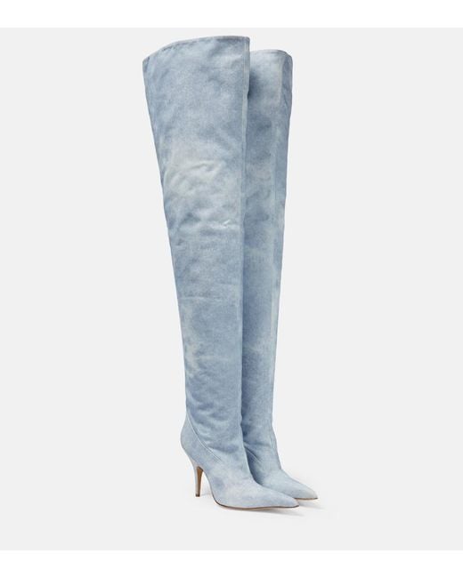 Gia Borghini Blue Gia 33 Denim Over-The-Knee Boots