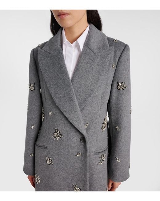 Jonathan Simkhai Gray Gianni Embellished Wool-Blend Coat