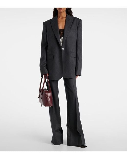 Stella McCartney Blue Wool Flannel Wide-Leg Pants