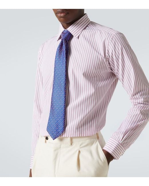Charvet Pink Striped Cotton Poplin Shirt for men