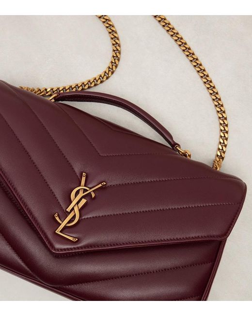 Saint Laurent Purple Loulou Medium Leather Shoulder Bag