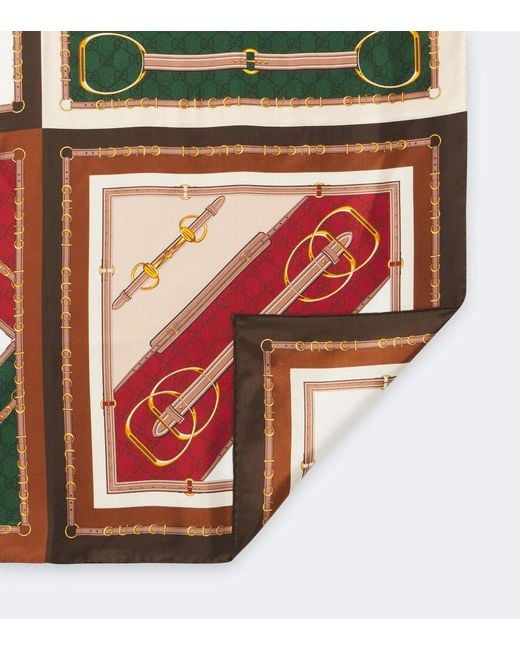 Gucci Green Silk Twill Scarf