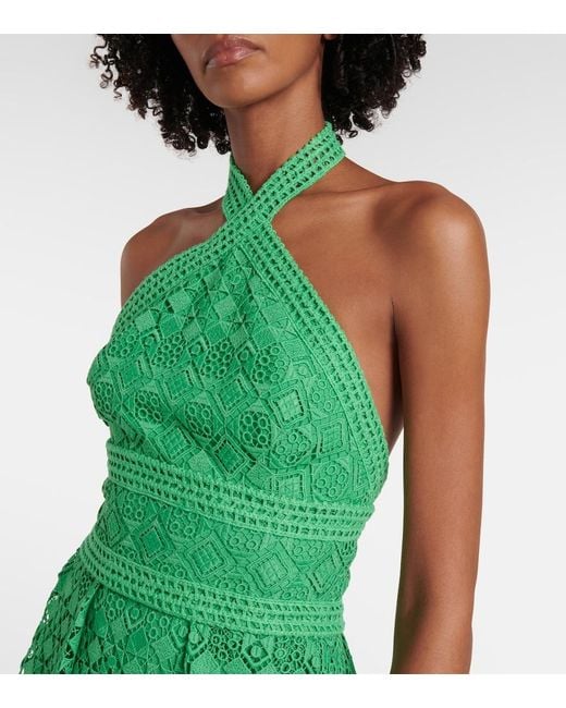 Elie Saab Green Halterneck Midi Dress