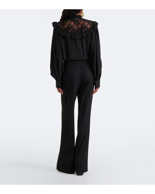 Chloé Black Virgin Wool Wide-Leg Pants