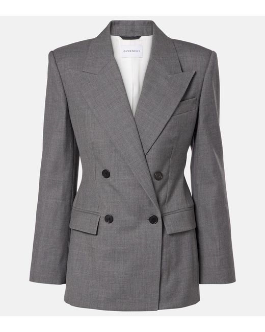 Givenchy Gray Double-Breasted Wool Blazer