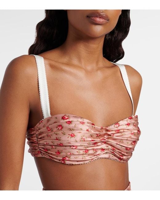 Dolce & Gabbana Red Floral Draped Silk Satin Bra