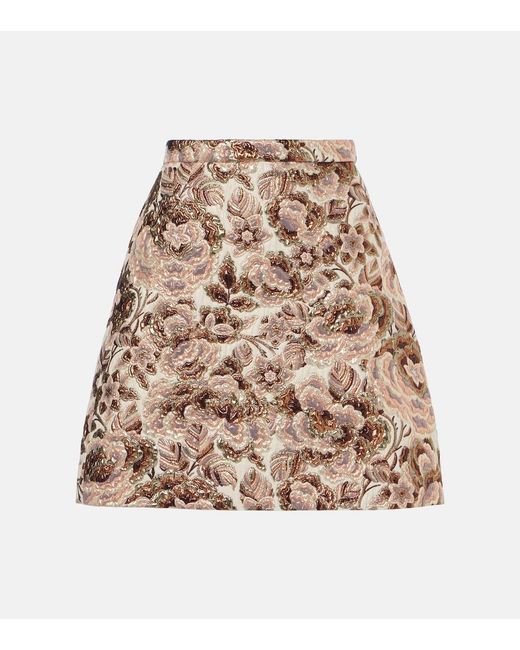 Valentino Natural Apres L'Hiver Matelasse Floral Miniskirt