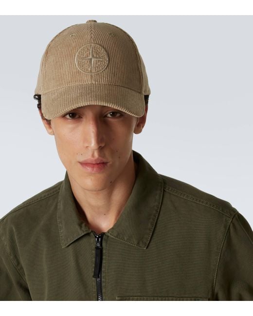 Stone Island Compass Cotton Corduroy Baseball Cap in Natural for Men Lyst UK