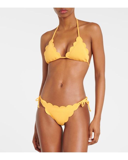 Top bikini a triangolo Broadway smerlato di Marysia Swim in Yellow