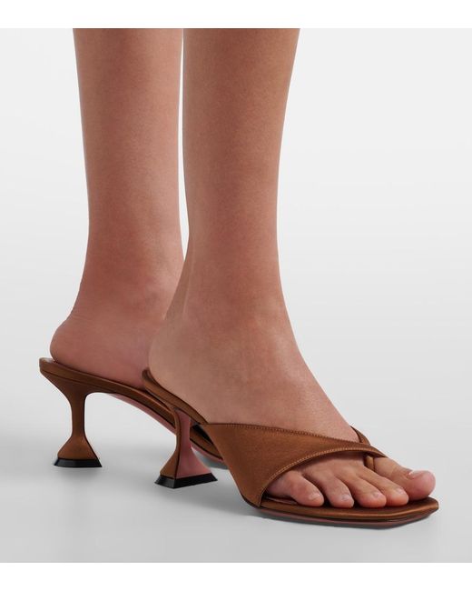 AMINA MUADDI Brown Shiona Satin Sandals