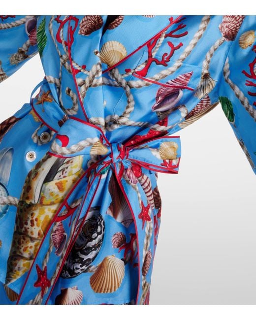 Dolce & Gabbana Blue Capri Printed Silk Beach Cover-up