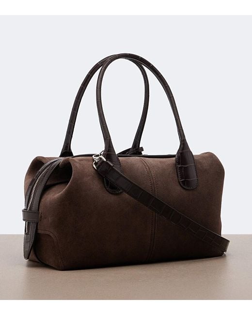 Tod's Brown Bauletto Small Suede Tote Bag