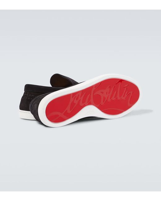 Christian Louboutin Slip-Ons Varsiboat Aus Veloursleder in Black für Herren