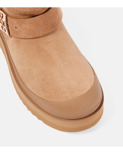 Tory Burch Brown Mellow Shearling-Lined Suede Platform Ankle Boots
