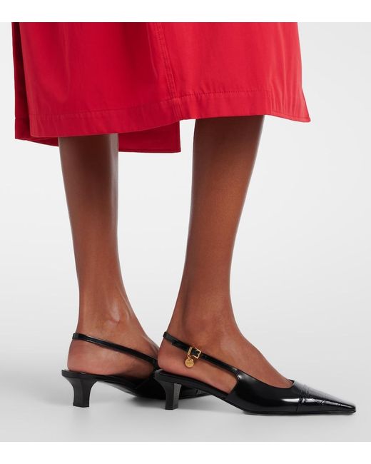 Tod's Black Croc-Effect Patent Leather Slingback Pumps