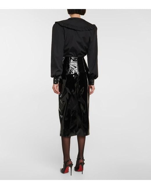 Alessandra Rich Black Vinyl Midi Skirt
