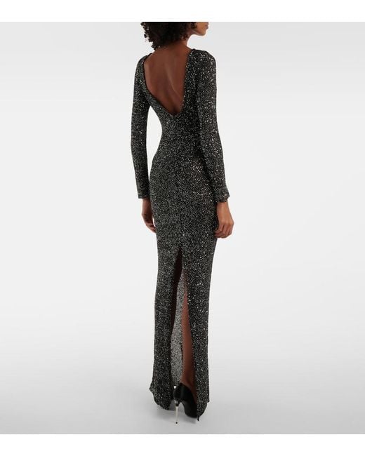 Alessandra Rich Gray Sequined Open-Back Gown