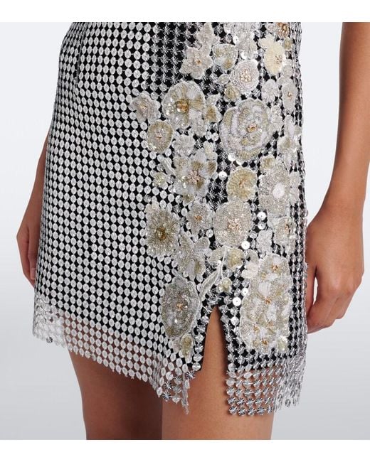 La Fuori Black Shell Sequined Chainmail Minidress