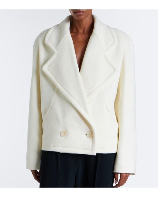 Stella McCartney White Wool Peacoat