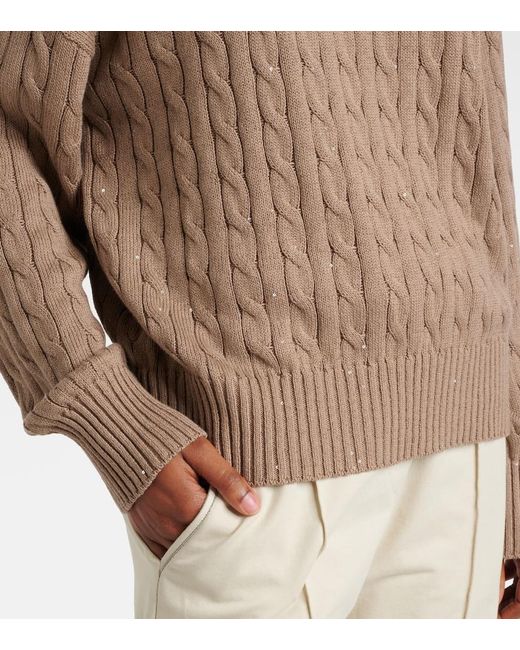 Brunello Cucinelli Brown Cotton-Blend Sweater