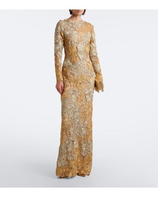 Oscar de la Renta Natural Guipure Lace Gown