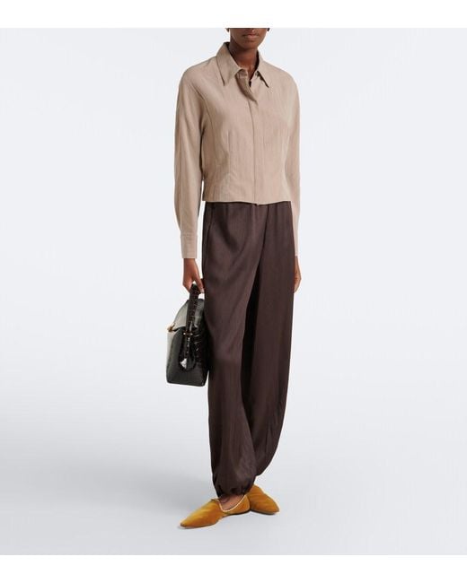 Vince Brown Crinkled Plisse Balloon Pants