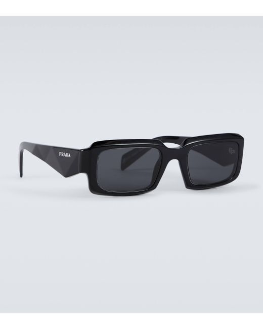 Prada Black Symbole Rectangular Sunglasses for men