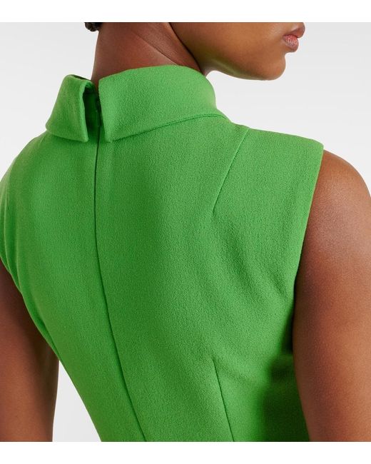 Emilia Wickstead Green Leontine Wool Crepe Midi Dress