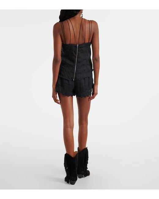 Isabel Marant Black Top Leana Aus Ramie