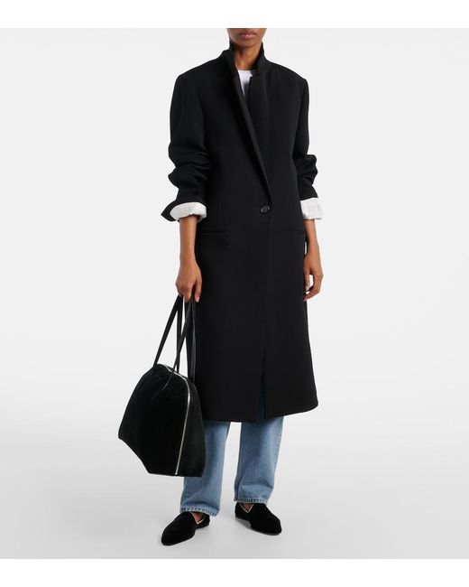 Totême  Black Wool-Blend Canvas Coat