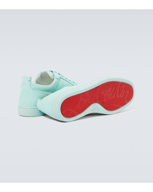 Christian Louboutin Blue Louis Junior Spikes Leather Sneakers for men