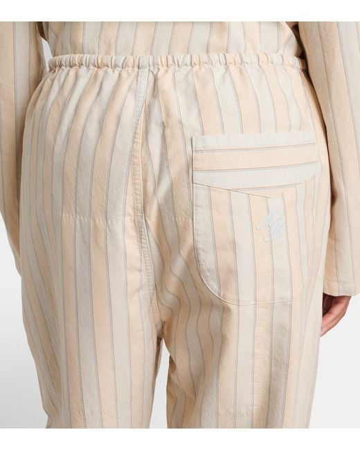 Maison Margiela Natural Striped Cotton Wide-Leg Pants