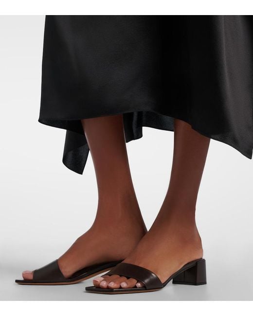 The Row Gray Chocolate Leather Mules