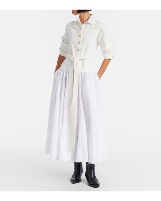 Gabriela Hearst White Delyth Cotton And Linen Maxi Dress