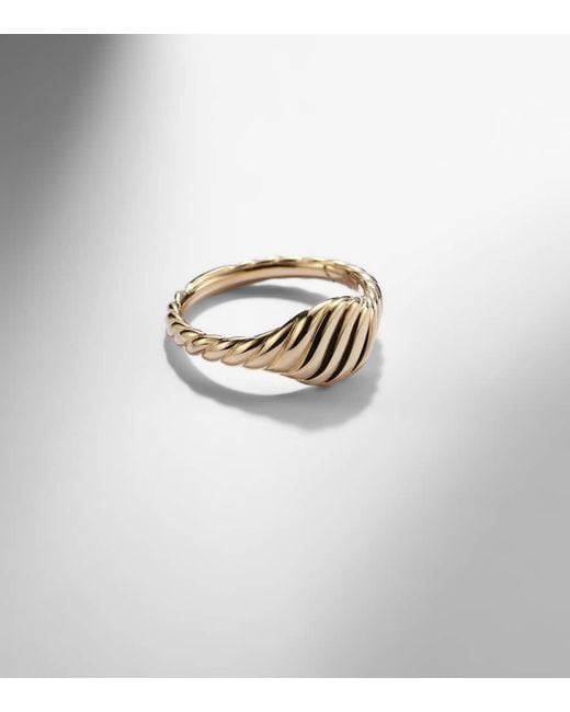 Anillo De Menique Sculpted Cable De Oro De 18 Ct David Yurman de color White