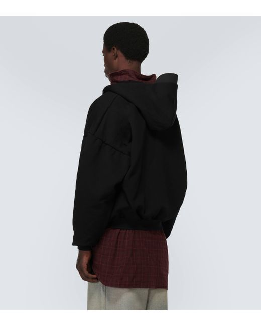 Balenciaga Black Layered Hooded Cotton-blend Sweatshirt for men